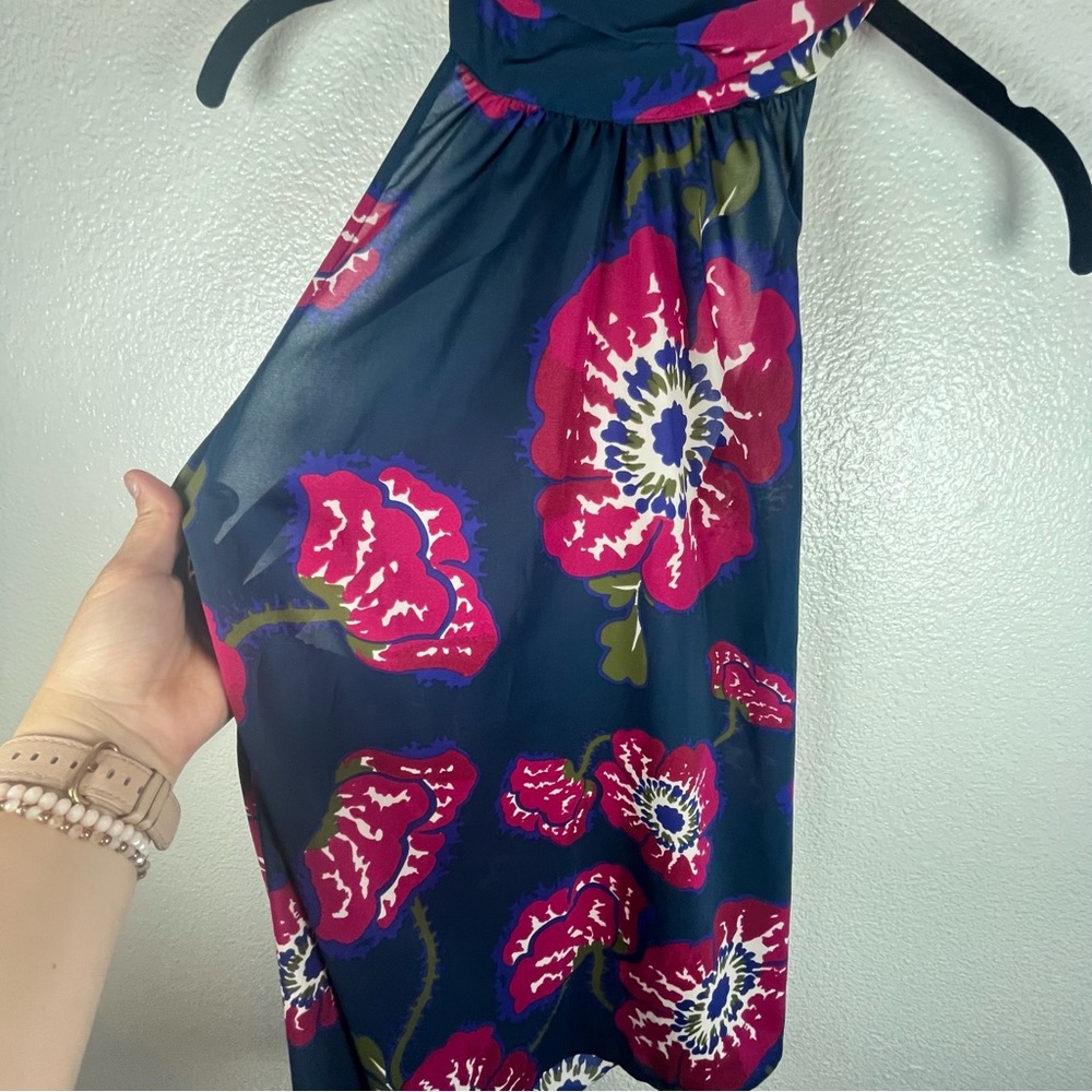 Tucker for Target Navy Halter Top with Pink Floral Print Women’s Small - Picture 4 of 11
